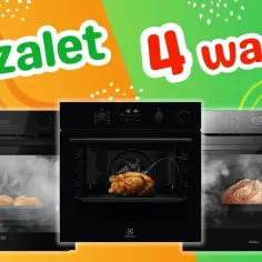 Piekarnik parowy opinie: zobacz 5 zalet i 4 wady. Na zdjęciu piekarniki z pieczonym kurczakiem, chlebem i bułkami.